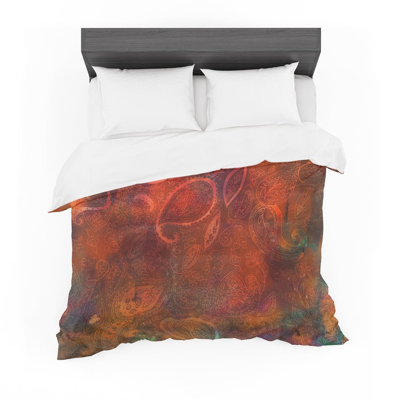 Nikkitrange ‘Tie Dye Paisley’ Orange Red Cotton3D Customized Duvet Cover Bedding Sets