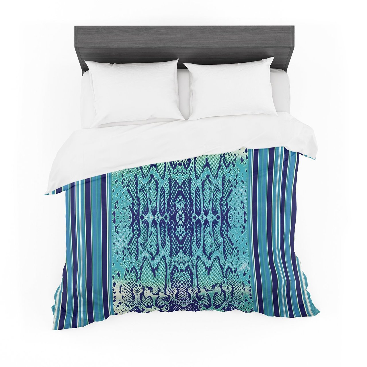 Nina May ‘Aquanake’ Blue Teal Cotton3D Customized Duvet Cover Bedding Sets
