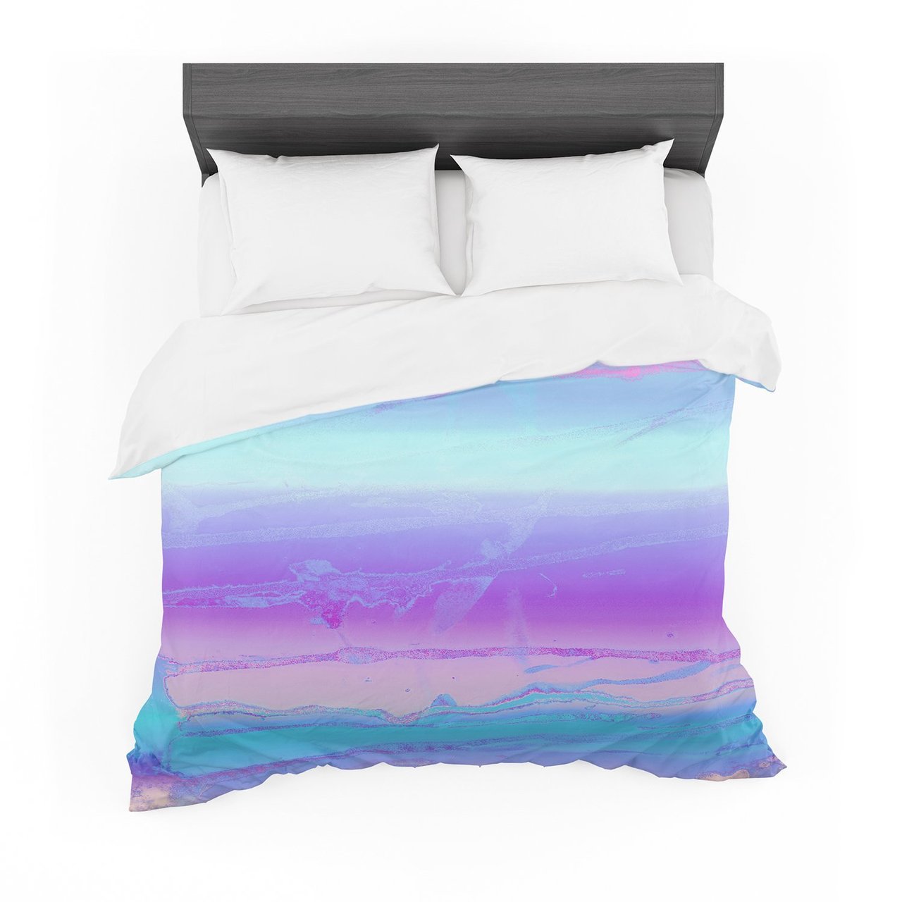 Nina May ‘Drip Dye Cool’ Pastel Blue Cotton3D Customized Duvet Cover Bedding Sets