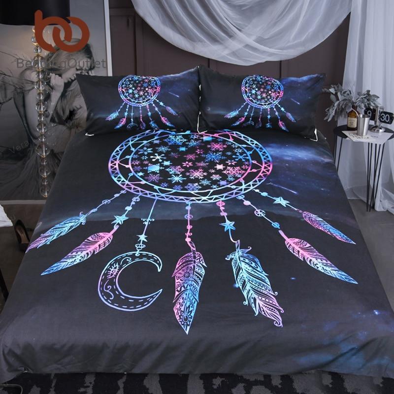 nowflake Queen Dreamcatcher in the Night Boho Feathers Bedclothes Galaxy et3D Customized Duvet Cover Bedding Sets