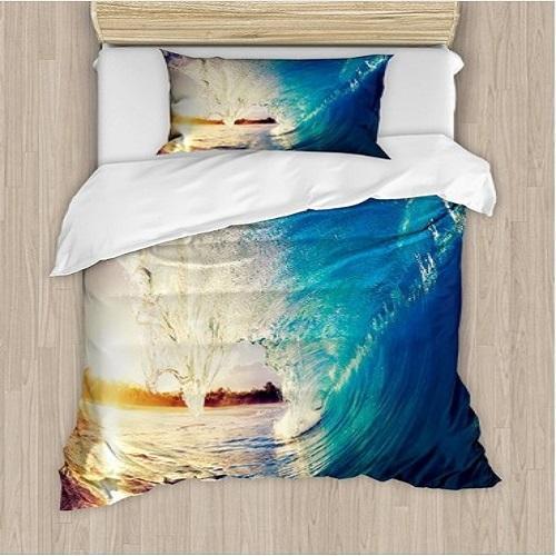 Ocean Sunrise on Waves Surfer Duvet Cover Set