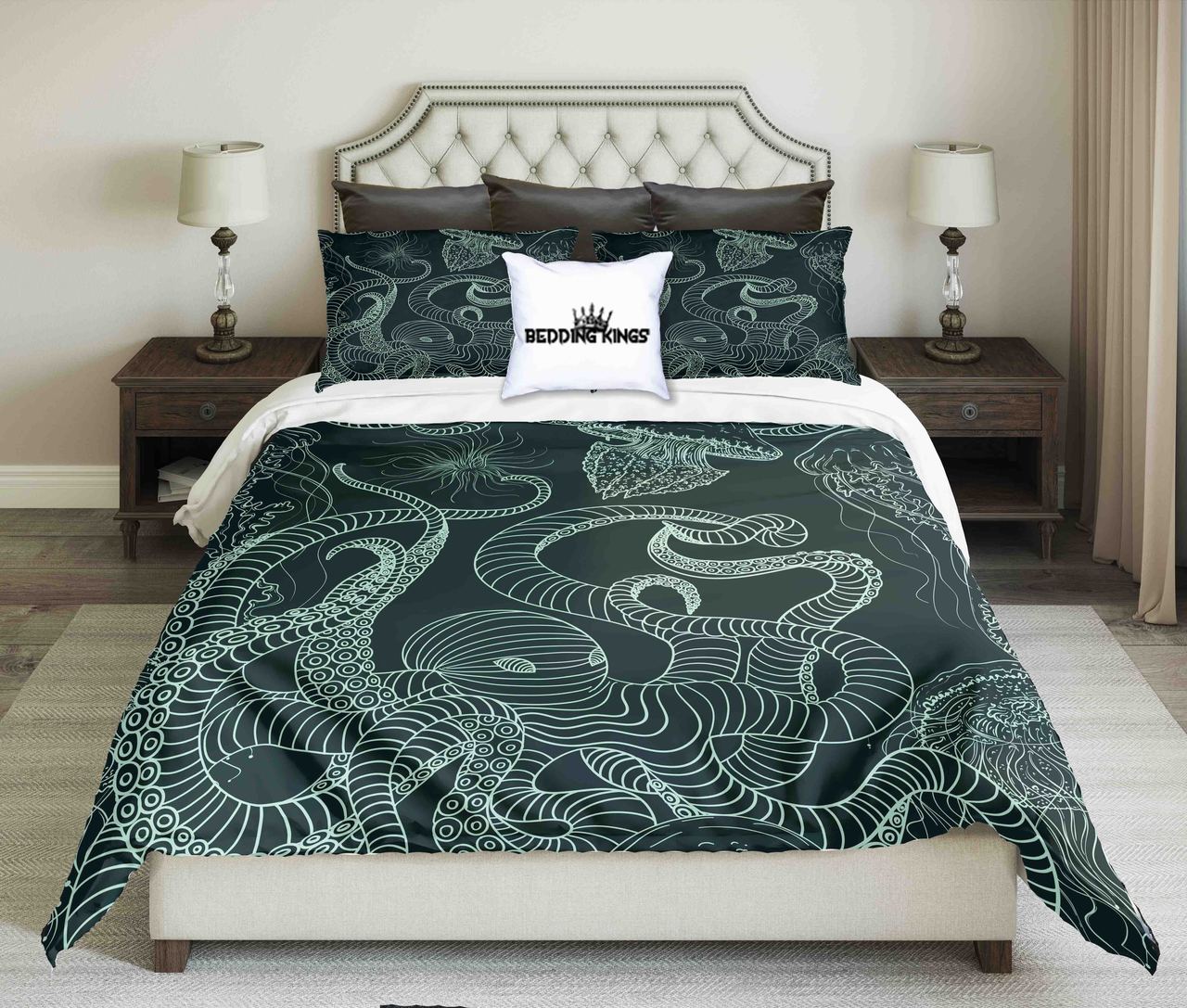 Octopus &Jellyfish Oceanic Design | kings3D Customized Duvet Cover Bedding Sets