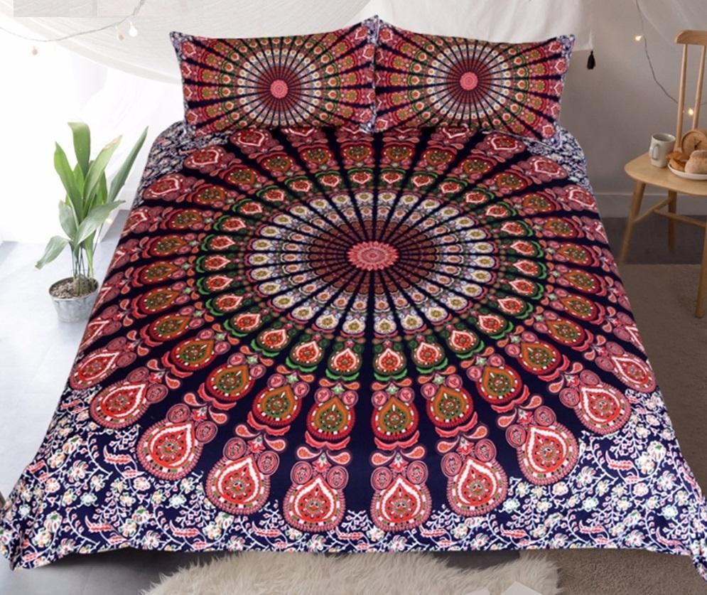 Orange Blue Flower Mandala ART HOP 3D Customized Duvet Cover Bedding Sets