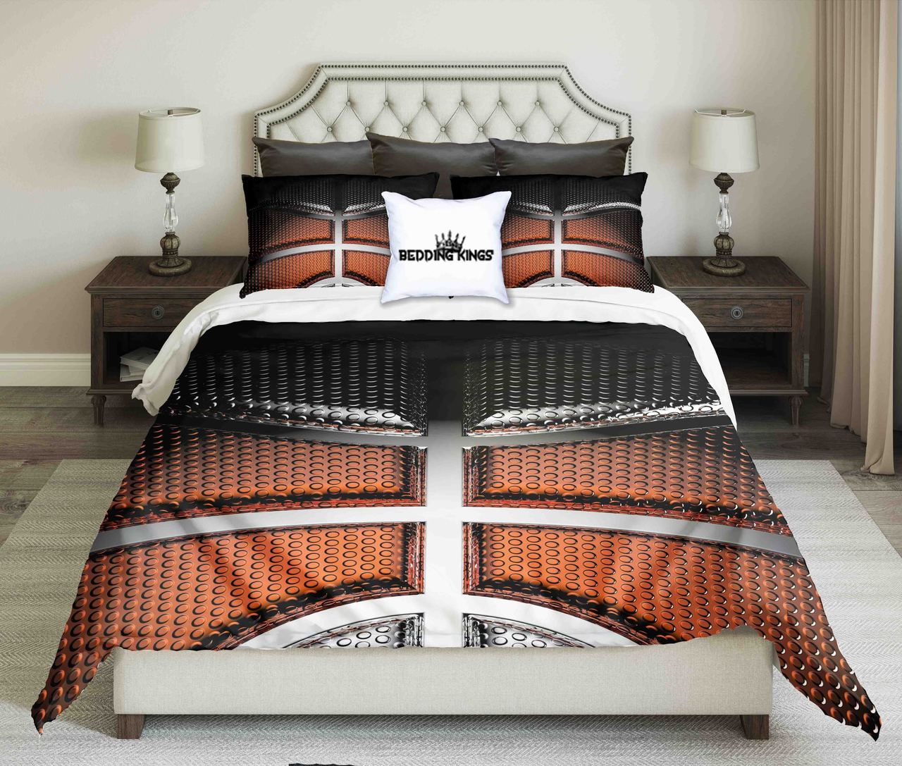 OrangeBlackilver Basketball Design | kings3D Customized Duvet Cover Bedding Sets
