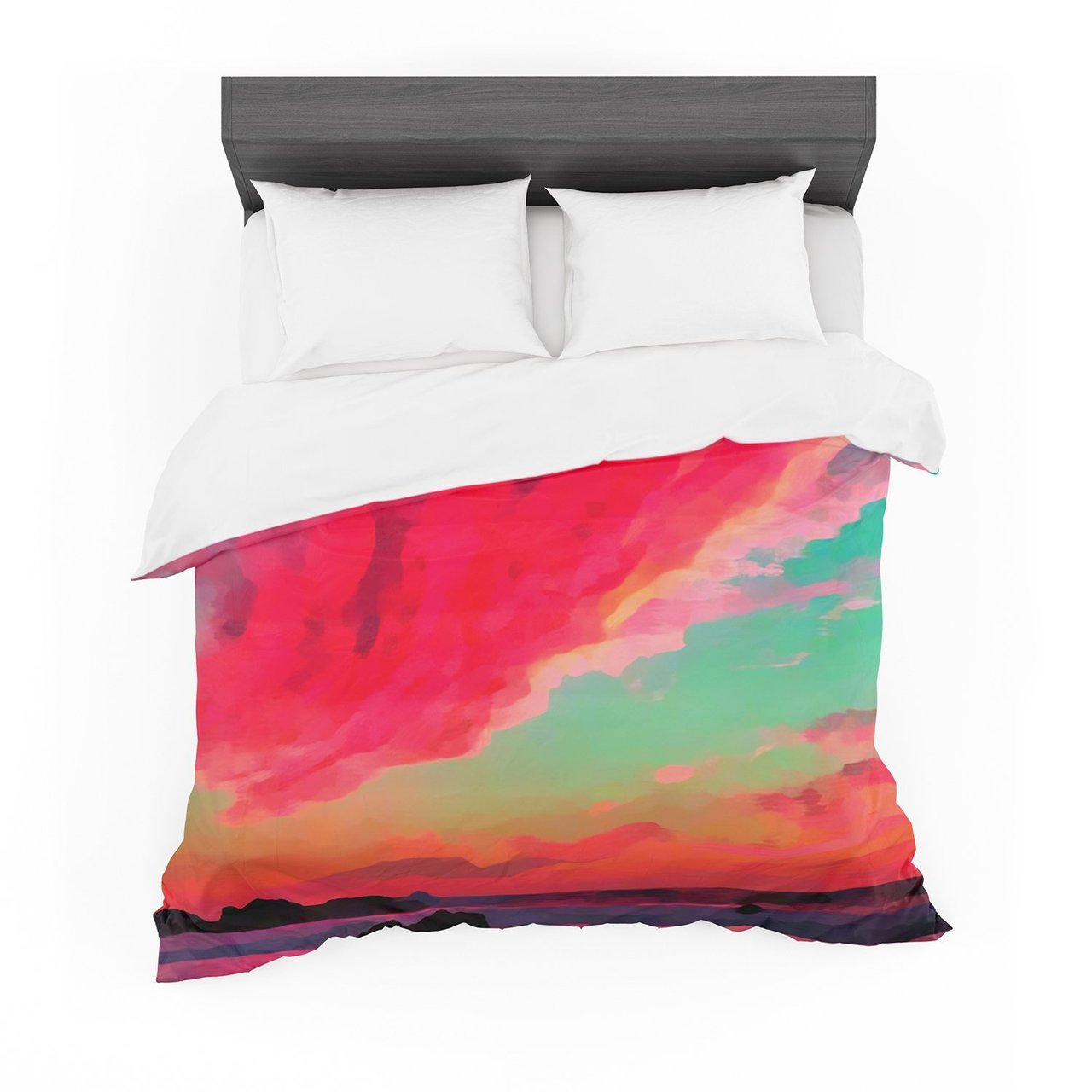Oriana Cordero ‘Apetto All’alba’ Red Teal Featherweight3D Customized Duvet Cover Bedding Sets