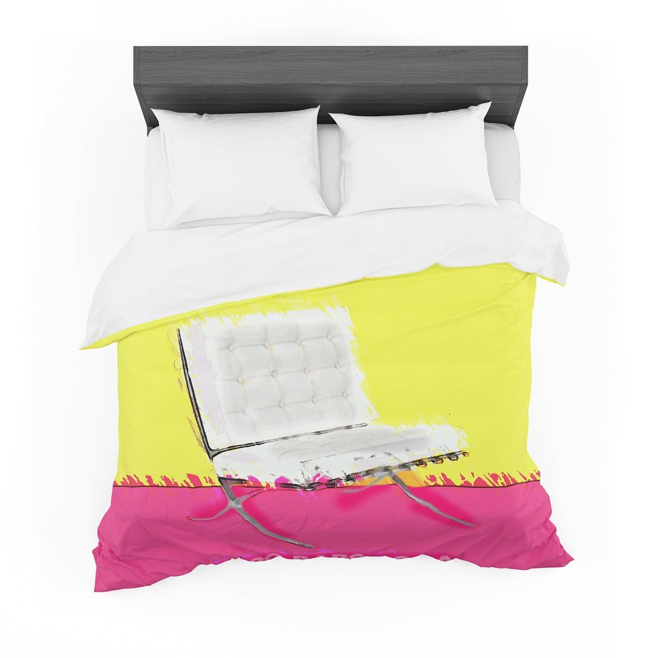 Oriana Cordero ‘Barcelona Chair’ Pink Yellow Featherweight3D Customized Duvet Cover Bedding Sets