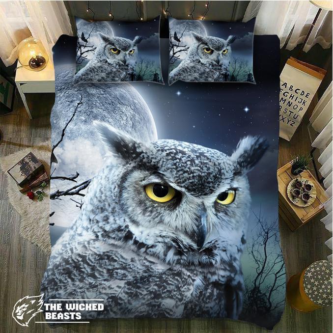 Owl And Moon3D Customized Duvet Cover Bedding Sets