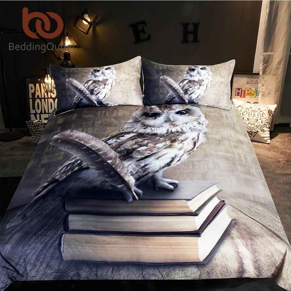 Owl Queen Vivid Printed 3D Books Animal Bedspreads for Adults Microfiber et3D Customized Duvet Cover Bedding Sets