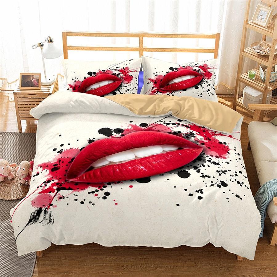Paintplash Lips 3D Customized Duvet Cover Bedding Sets