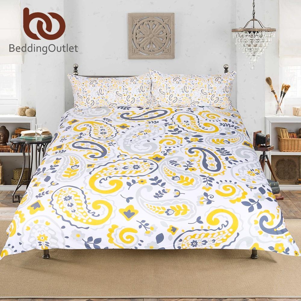 Paisley Yellow for Adults Boho Floral Leaf et Home Textiles3D Customized Duvet Cover Bedding Sets