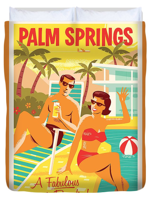 Palm Springs Poster – Retro Travel 3D Customized Duvet Cover Bedding Sets