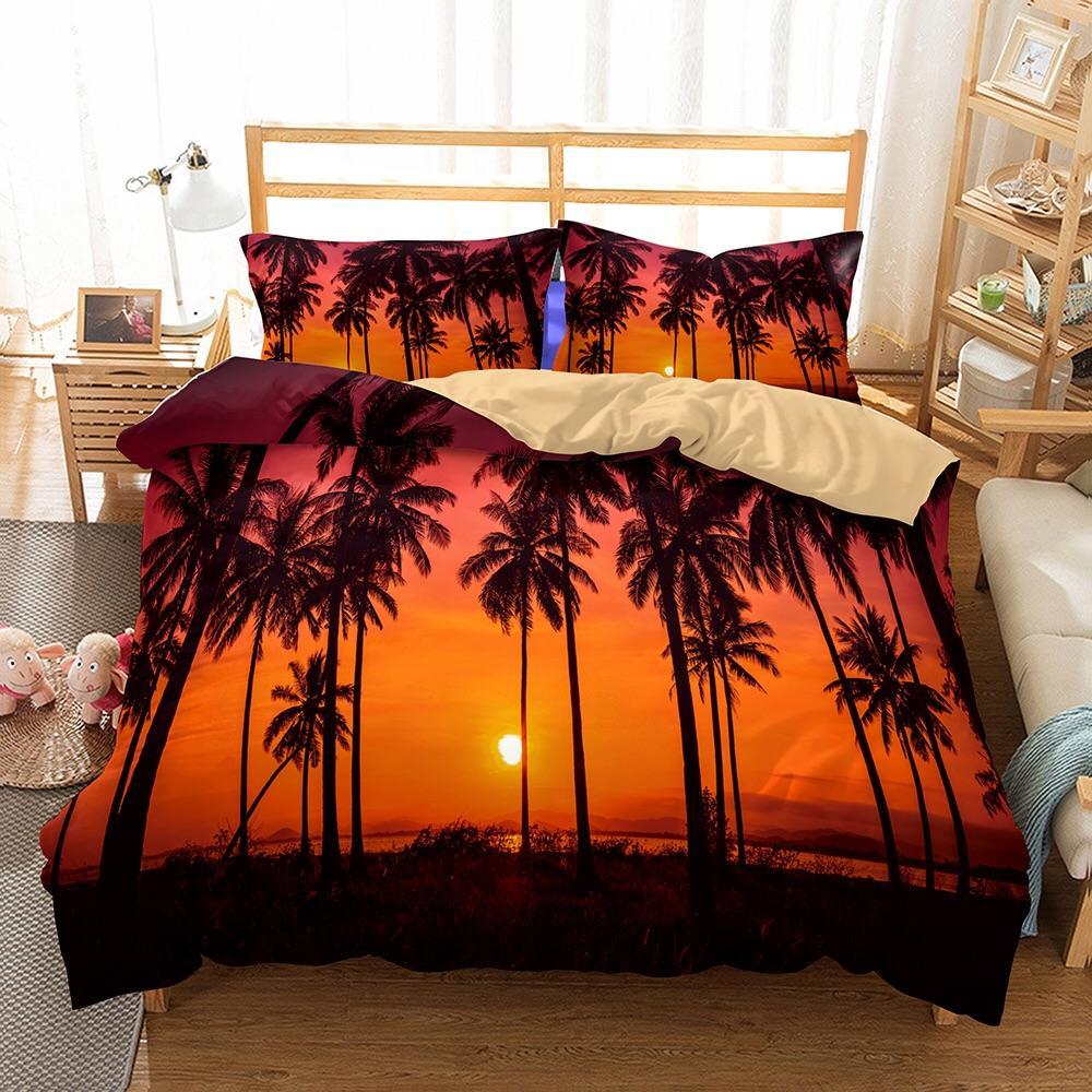 Palm Treeilhouette 3D Customized Duvet Cover Bedding Sets