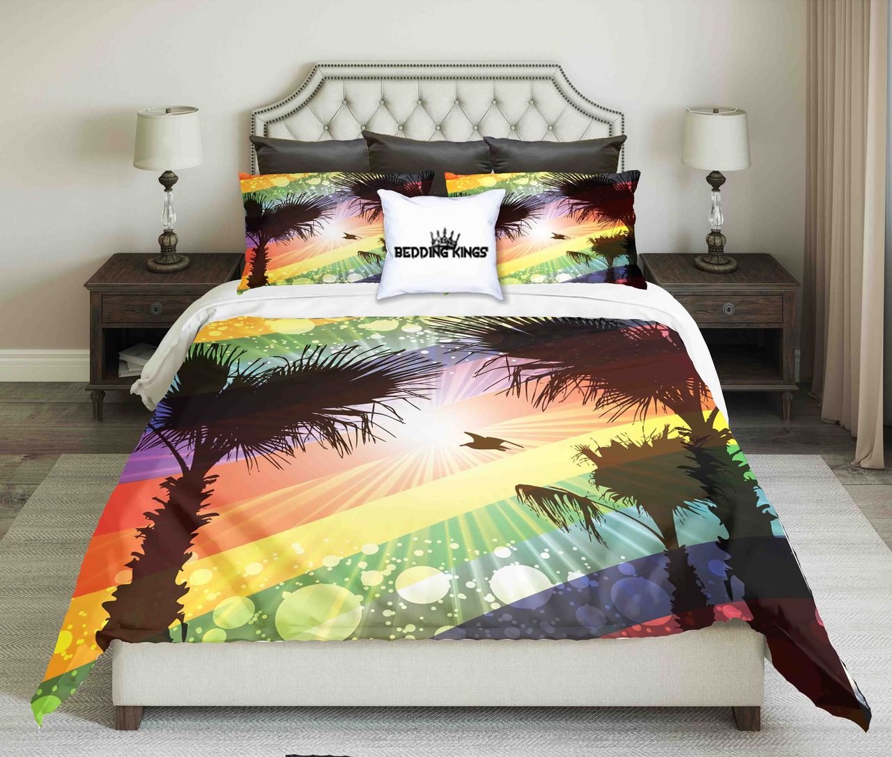 Palms In Colourful Backround | kings3D Customized Duvet Cover Bedding Sets