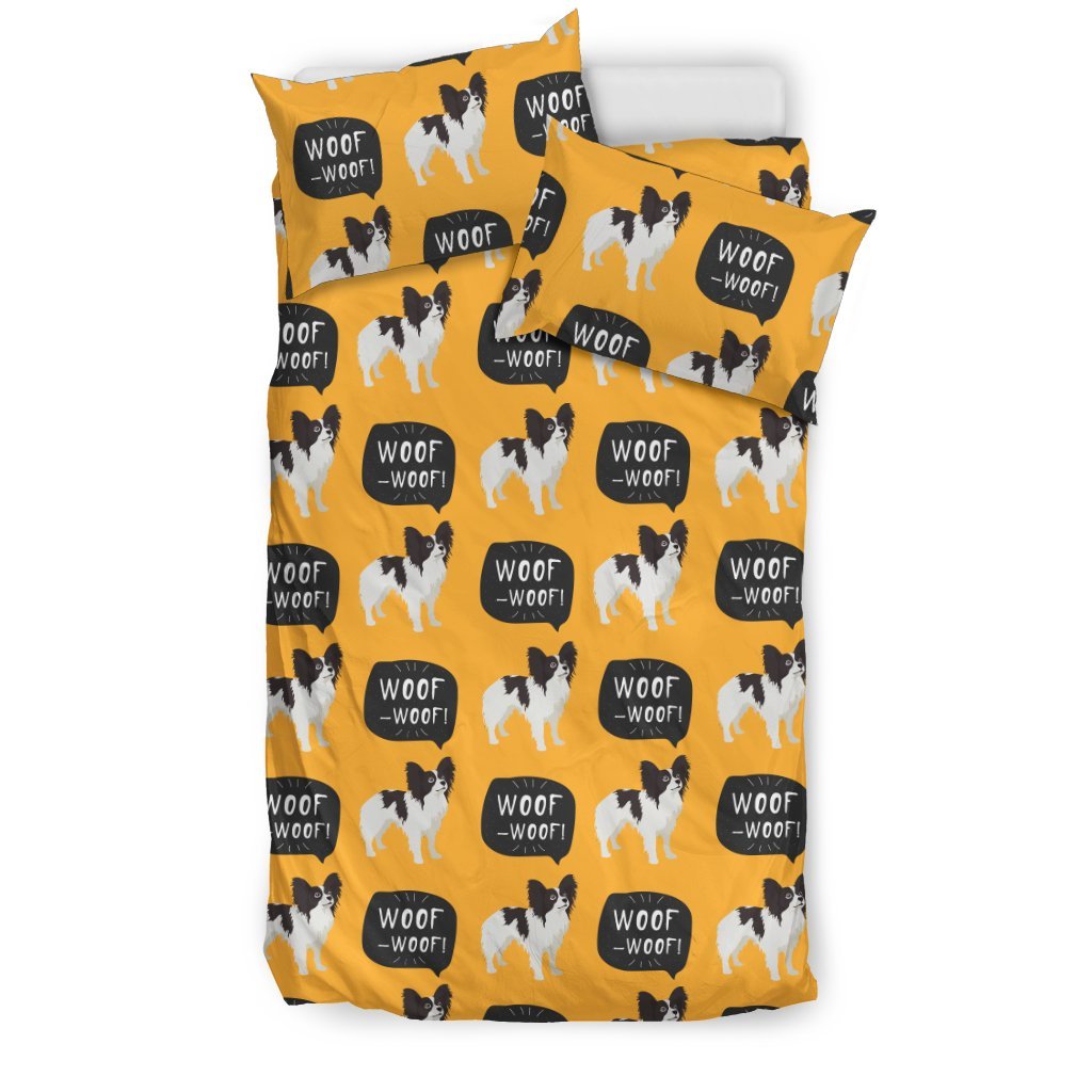 Papillon Dog Yellow 3D Customized Duvet Cover Bedding Sets