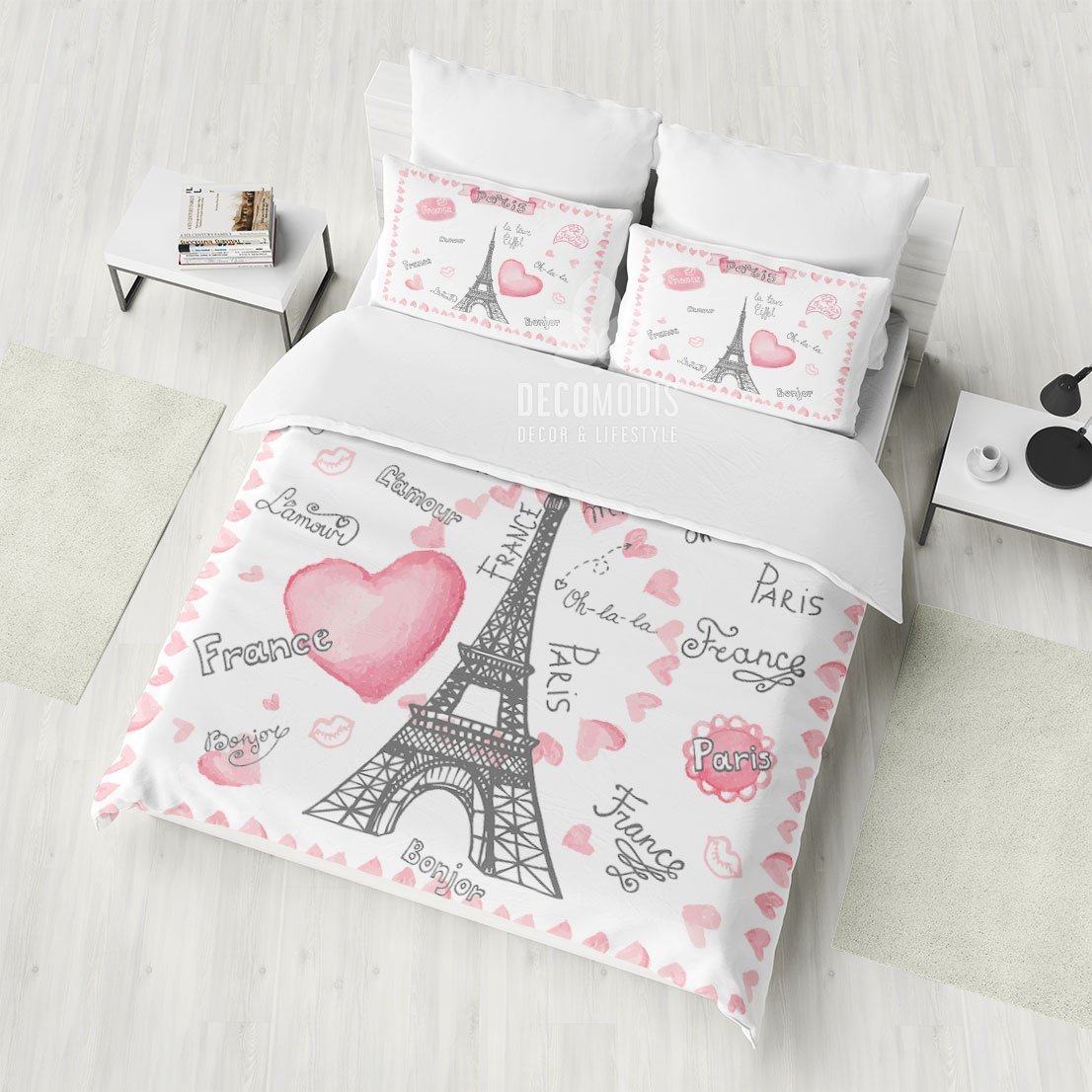 Paris Bedding Set, Eiffel Tower Bedspread, Paris Duvet Cover, France Bedding Set, Romantic City Love Bedding