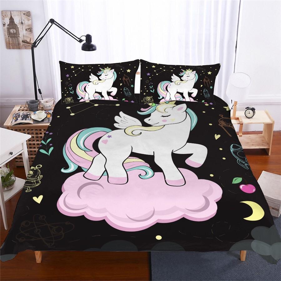 Pastel Unicorn On Cloud 3D Customized Duvet Cover Bedding Sets