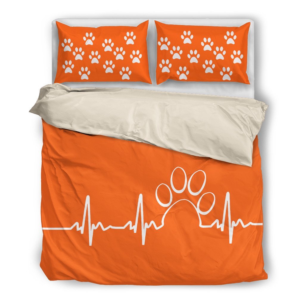 Paw heartbeat duv orange 3D Customized Duvet Cover Bedding Sets