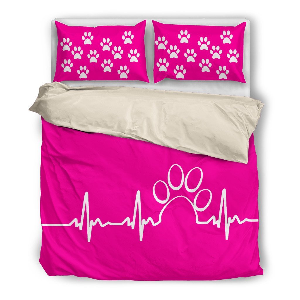 Paw heartbeat duv pink 3D Customized Duvet Cover Bedding Sets