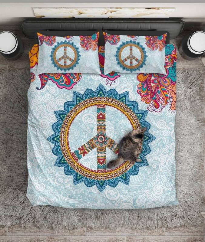 Peace ign Bohemian Mandala ART HOP 3D Customized Duvet Cover Bedding Sets