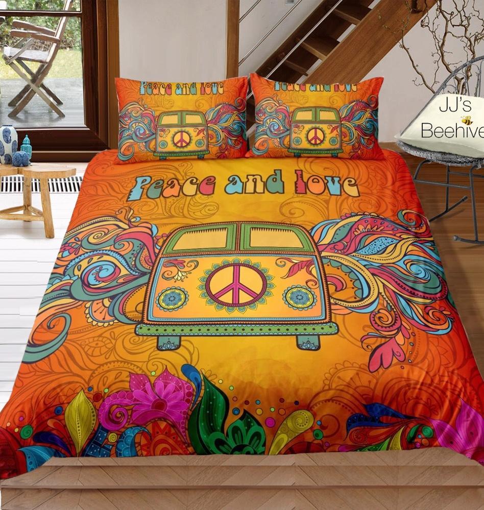 Peace & Love Combi Van 3D Customized Duvet Cover Bedding Sets