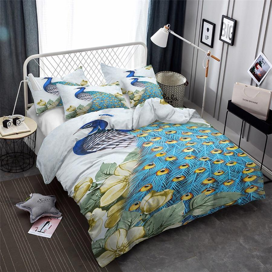 Peacock In The Flowers 3D Customized Duvet Cover Bedding Sets