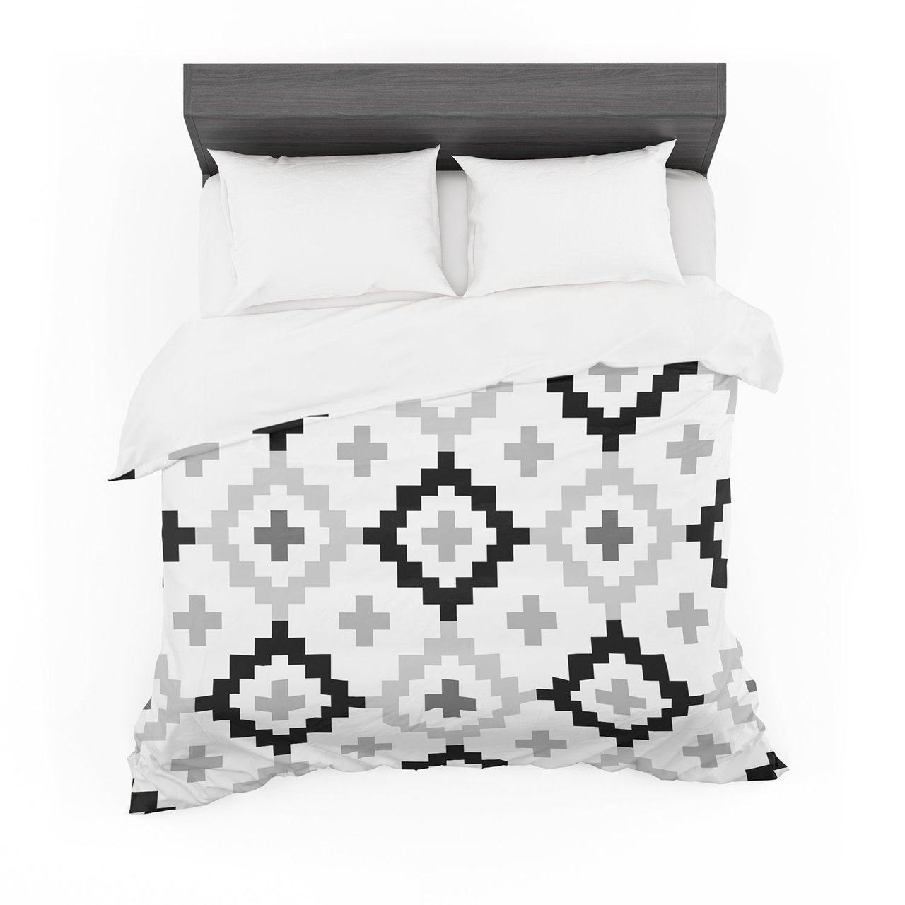 Pellerina Design ‘Black White Moroccan’ Grey Geometric Featherweight3D Customized Duvet Cover Bedding Sets