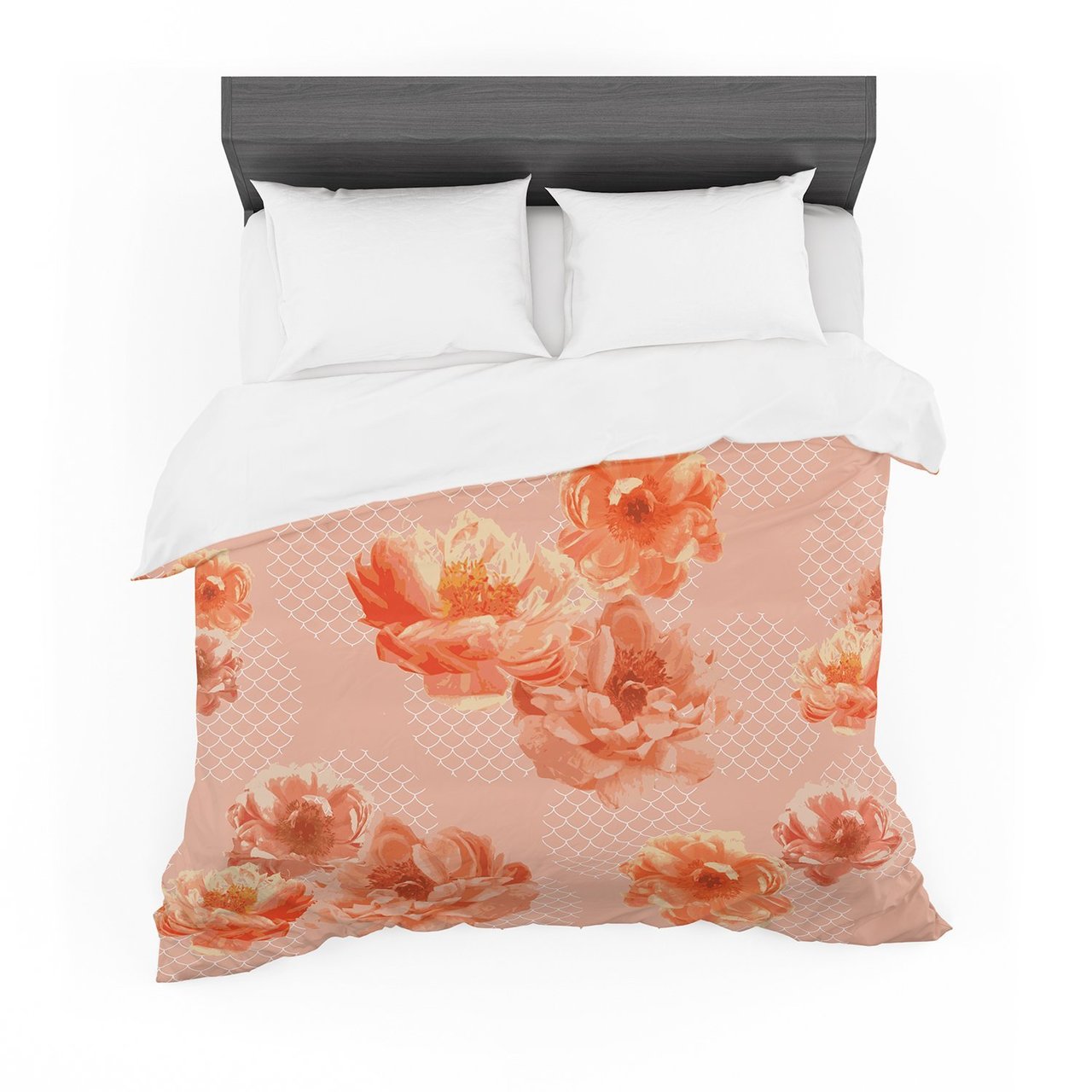 Pellerina Design ‘Lace Peony’ Orange Floral Featherweight3D Customized Duvet Cover Bedding Sets