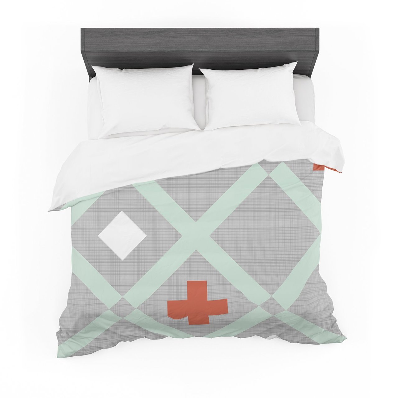 Pellerina Design ‘Mint Lattice Weave’ Gray Mint Featherweight3D Customized Duvet Cover Bedding Sets