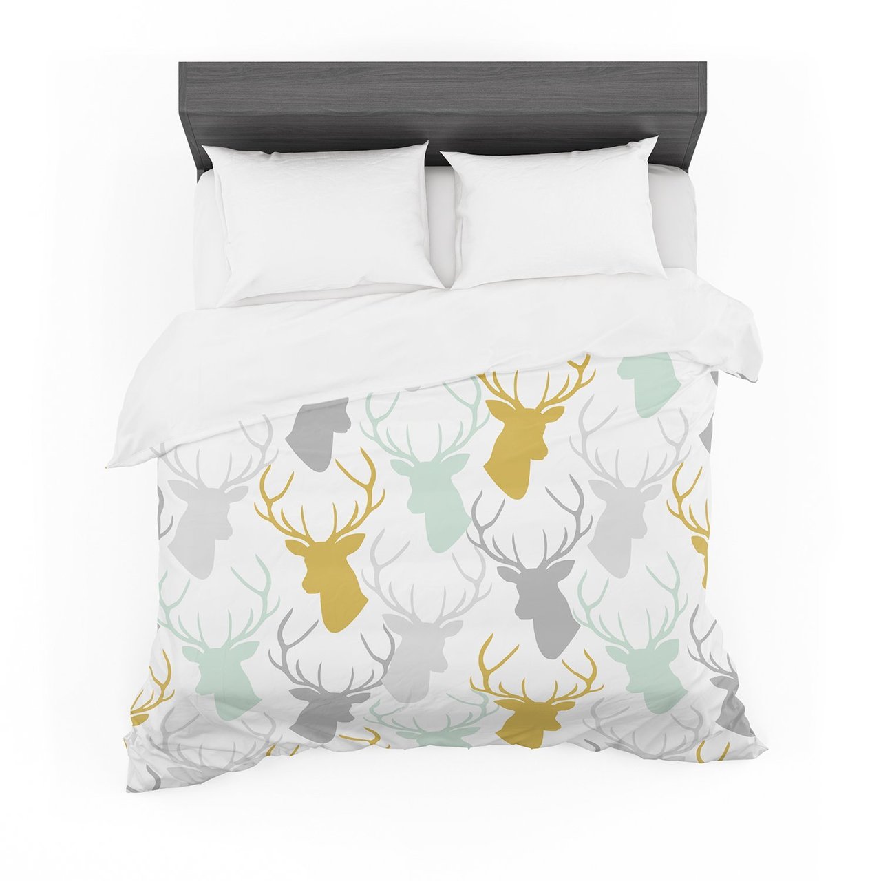 Pellerina Design ‘Scattered Deer White’ Gold Green Featherweight3D Customized Duvet Cover Bedding Sets