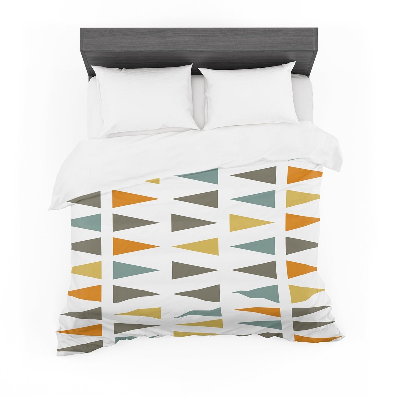 Pellerina Design ‘Stacked Geo’ White Triangles Featherweight3D Customized Duvet Cover Bedding Sets