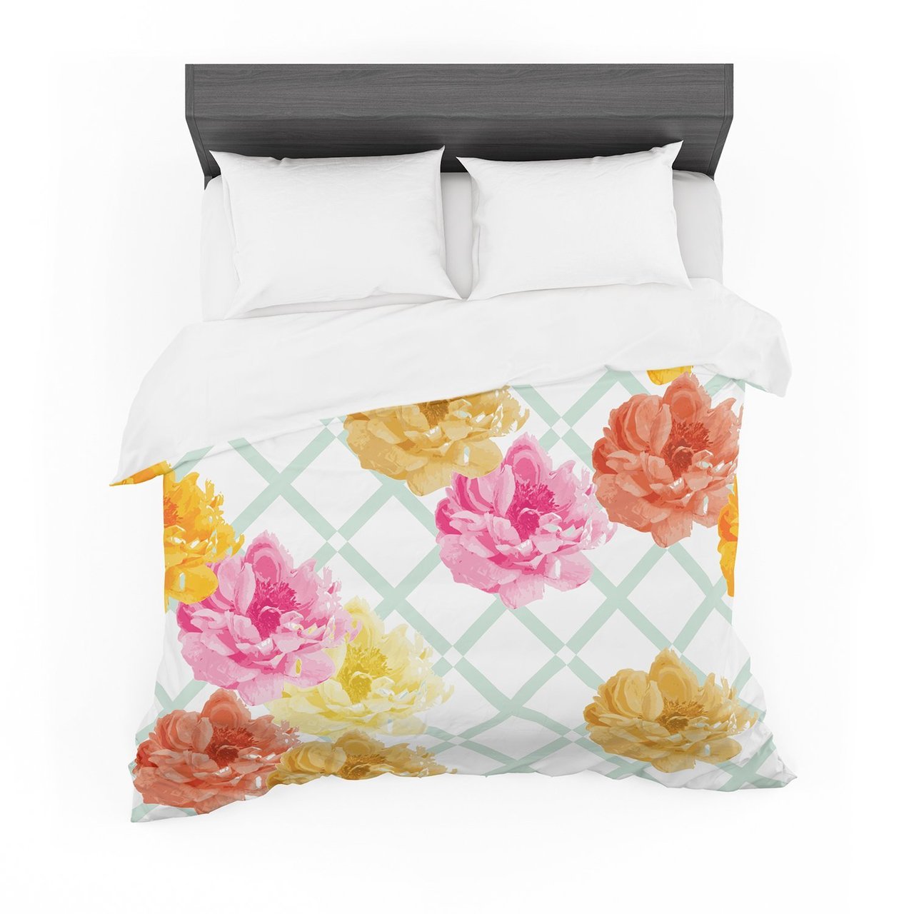 Pellerina Design ‘Trellis Peonies’ Yellow Flowers Featherweight3D Customized Duvet Cover Bedding Sets