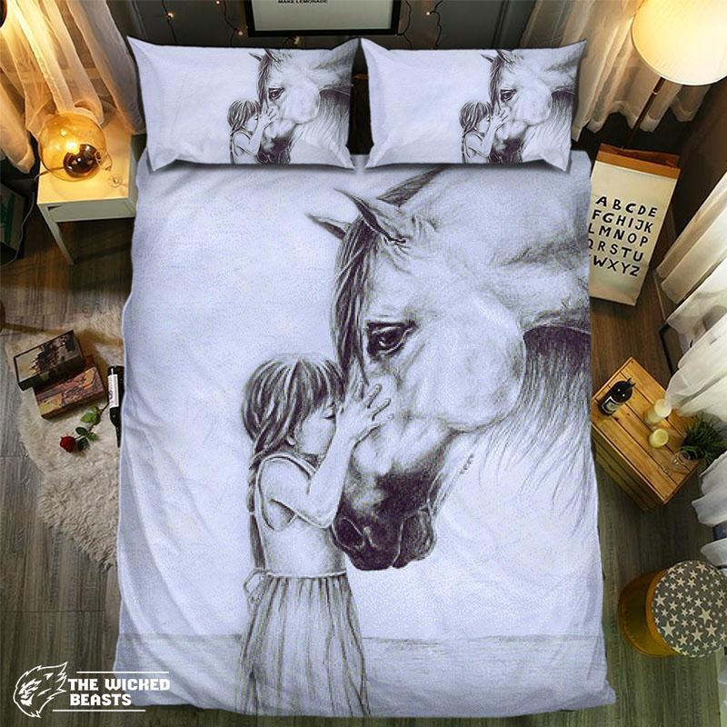 Pencil Horse Girl 0915063D Customized Duvet Cover Bedding Sets