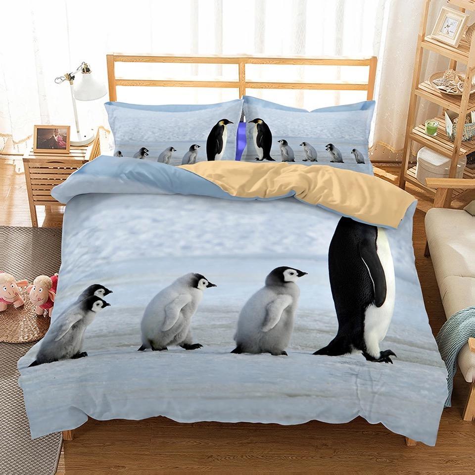 Penguins Travelling 3D Customized Duvet Cover Bedding Sets