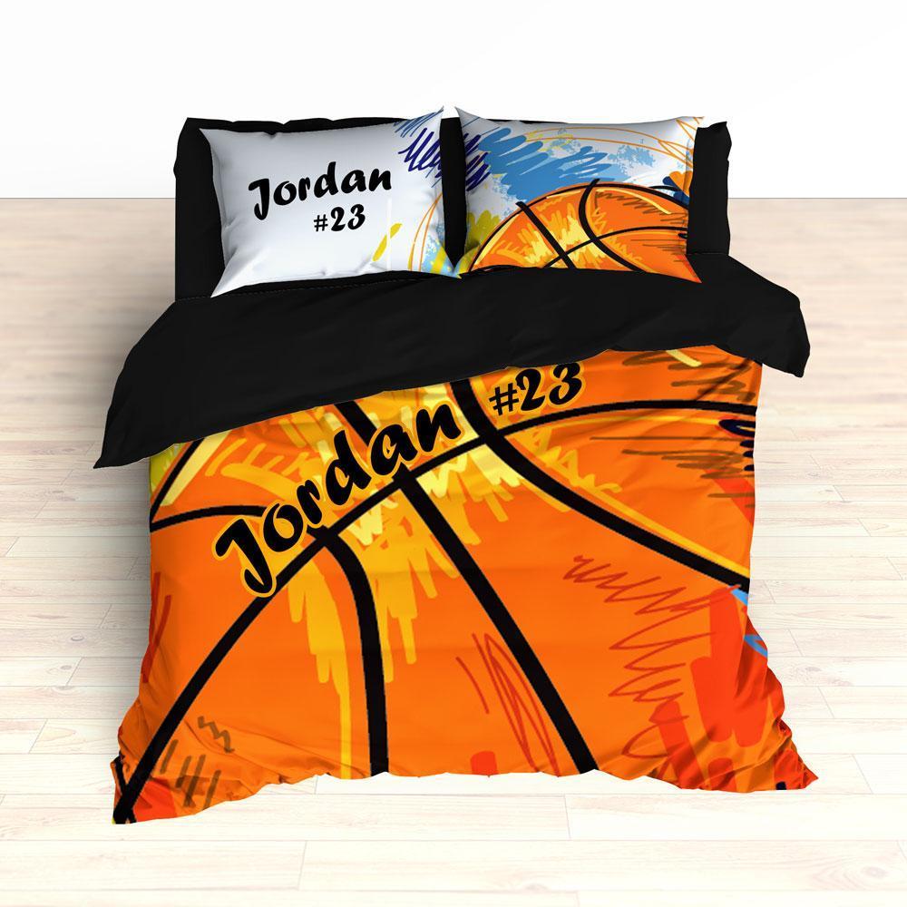 Personalized Basketball Art Bedding, Basketball Theme Decor, Duvet or Comforter