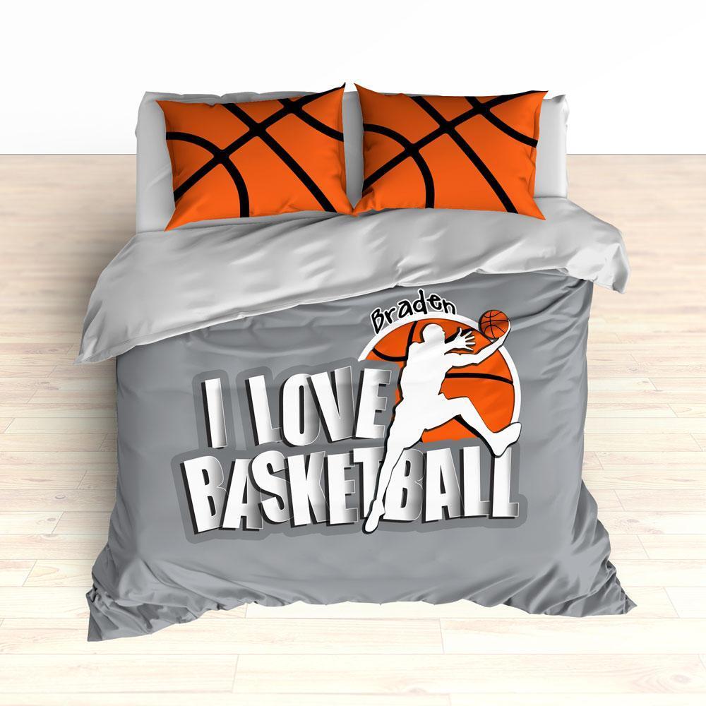 Personalized Basketball Bedding, Grey, Custom
