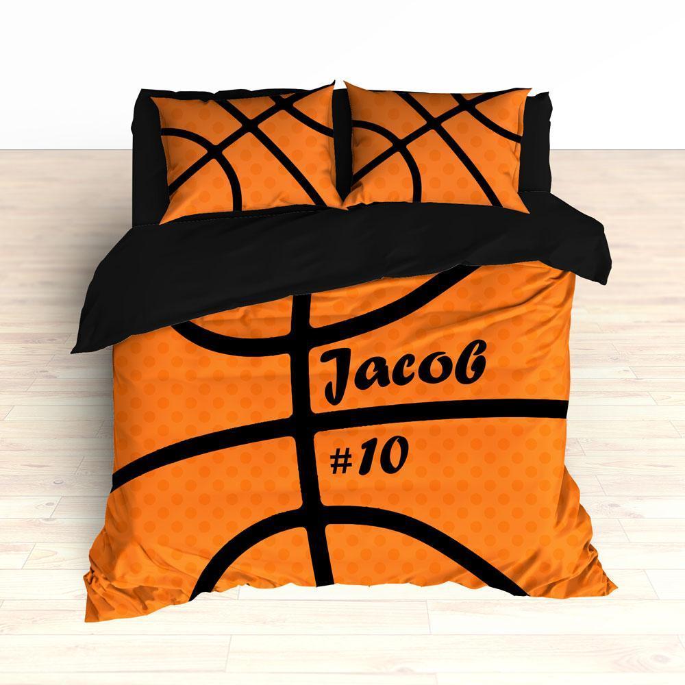Personalized Basketball Stripes Bedding, Basketball Theme Decor, Duvet or Comforter