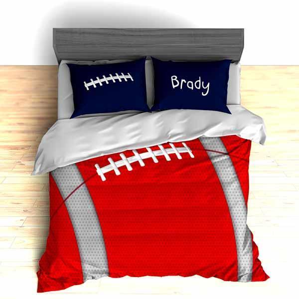 Personalized Football Team Colors Themed Bedding, Duvet or Comforter Sets, Red, White and Blue