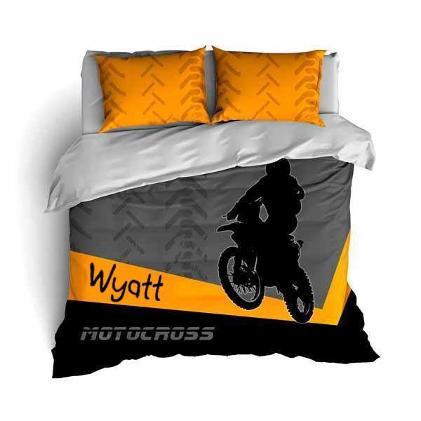 Personalized Motocross Comforter or Duvet, Motocross Bedding, Dirt Bike, Freesty (For Wyatt)