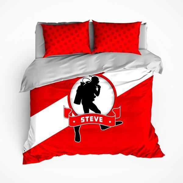 Personalized Scuba Diving Bedding Set, Custom Duvet or Comforter Sets for Scuba Themed Bedroom