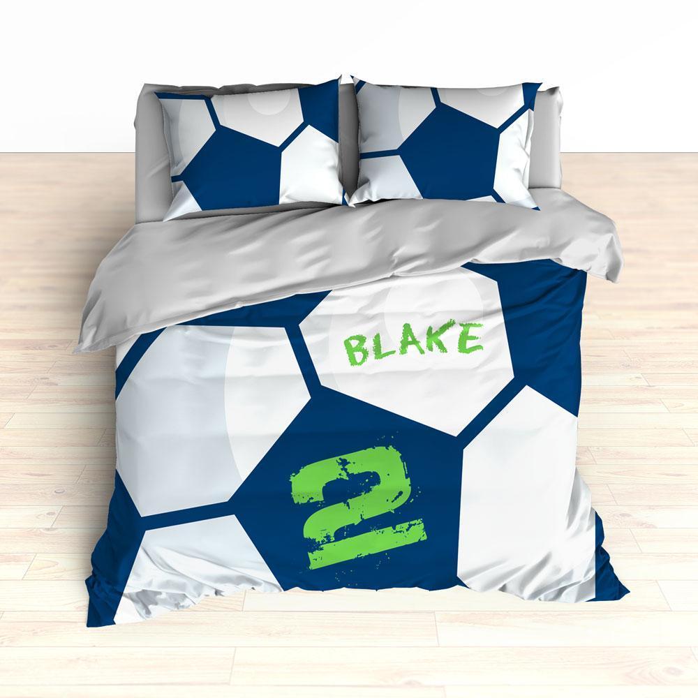 Personalized Soccer Ball Bedding, Duvet or Comforter Sets, Any Color