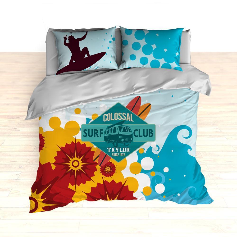 Personalized Surf Bedding, Colossal Wave Surfing, Duvet or Comforter Set
