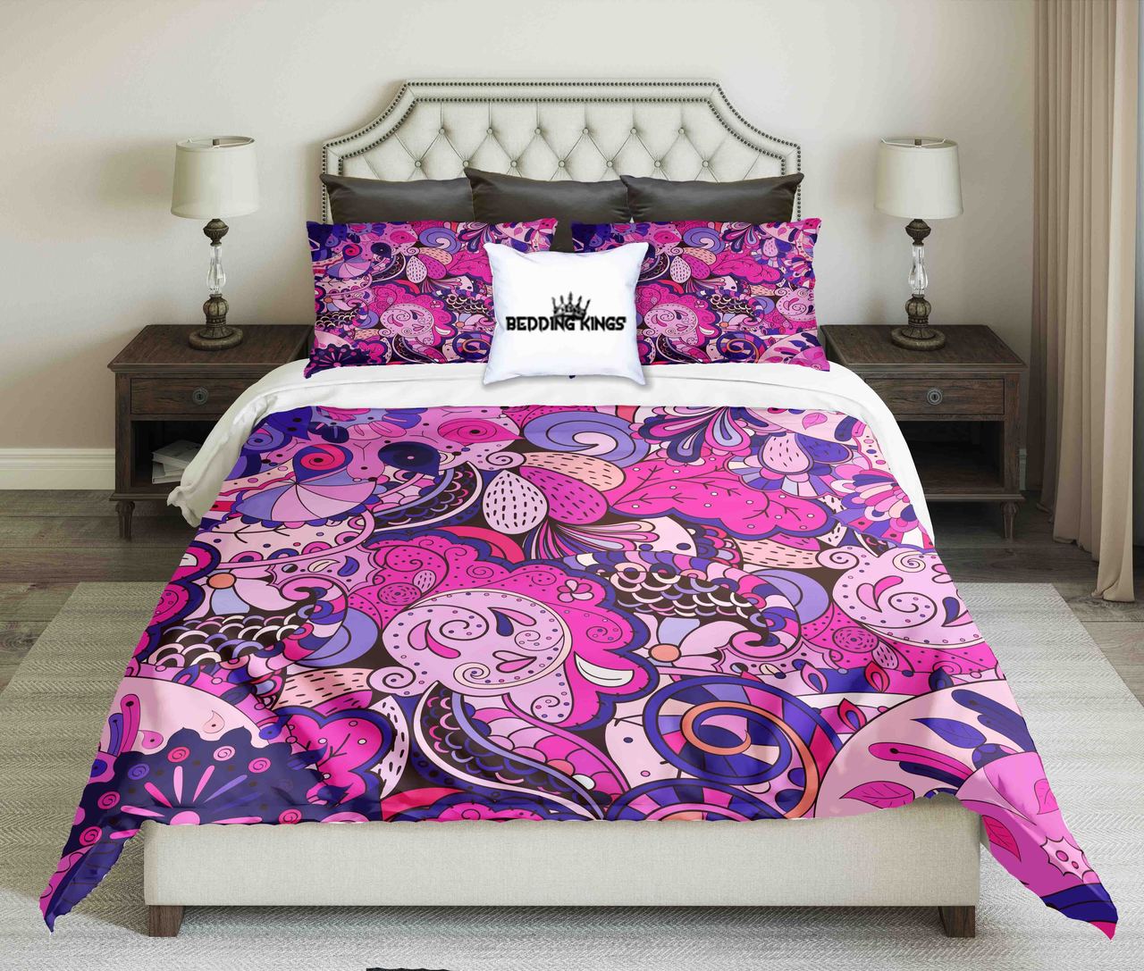 Pink Blue Ornamental Design | kings3D Customized Duvet Cover Bedding Sets