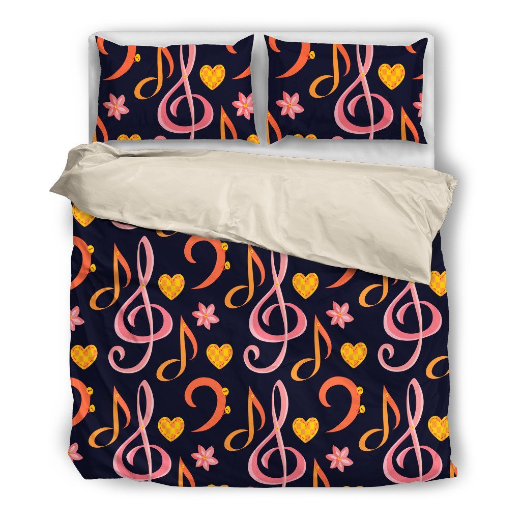 Pink & Orange Musicymbol 3D Customized Duvet Cover Bedding Sets