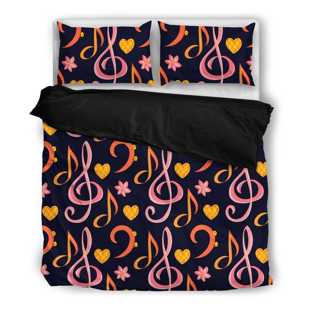 Pink & Orange Musicymbols 3D Customized Duvet Cover Bedding Sets