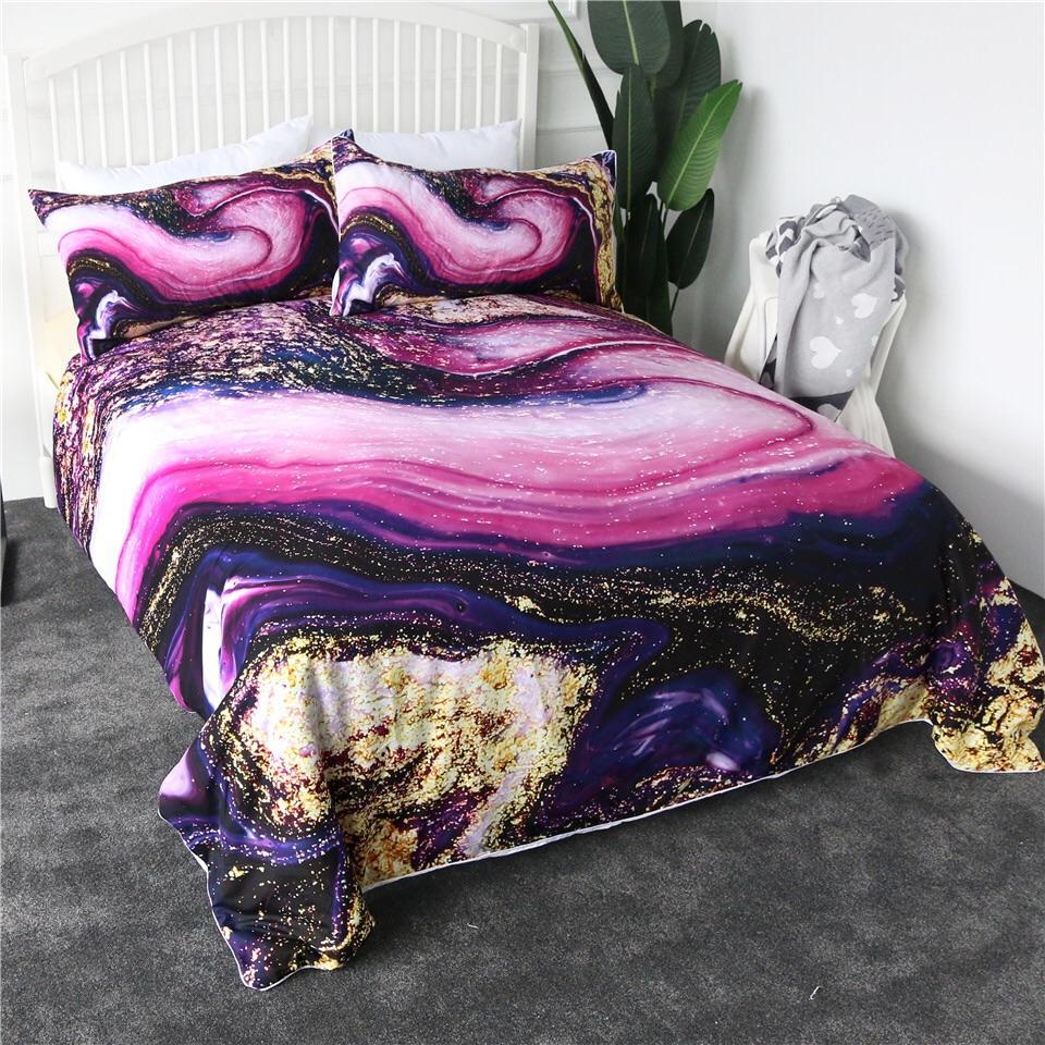 Pink & Purple Marble 3D Customized Duvet Cover Bedding Sets