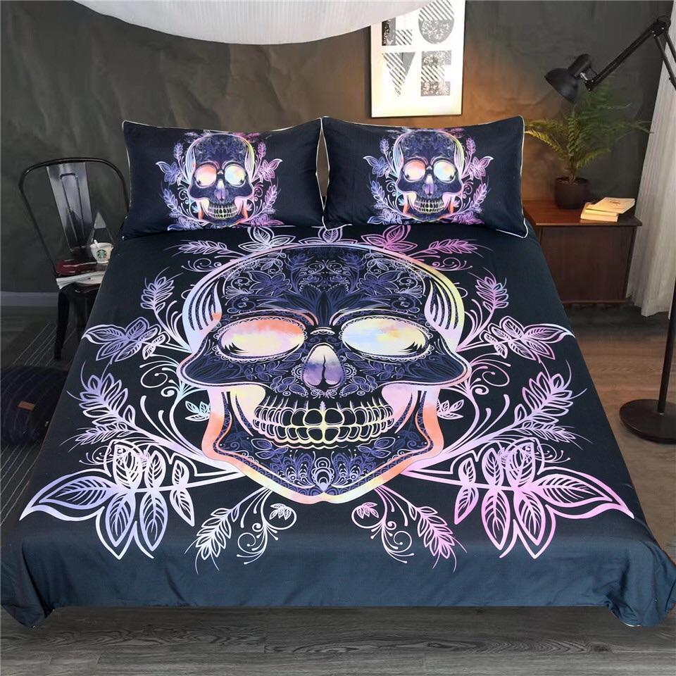 Pink & Purplekull 3D Customized Duvet Cover Bedding Sets