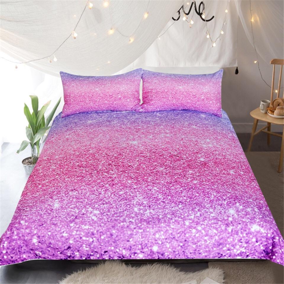 Pink & Violet 3D Customized Duvet Cover Bedding Sets