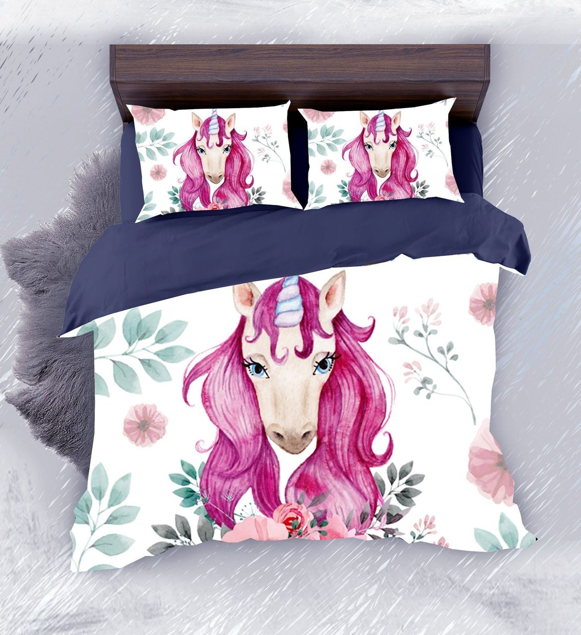 Pinky Lady Unicorn3D Customized Duvet Cover Bedding Sets