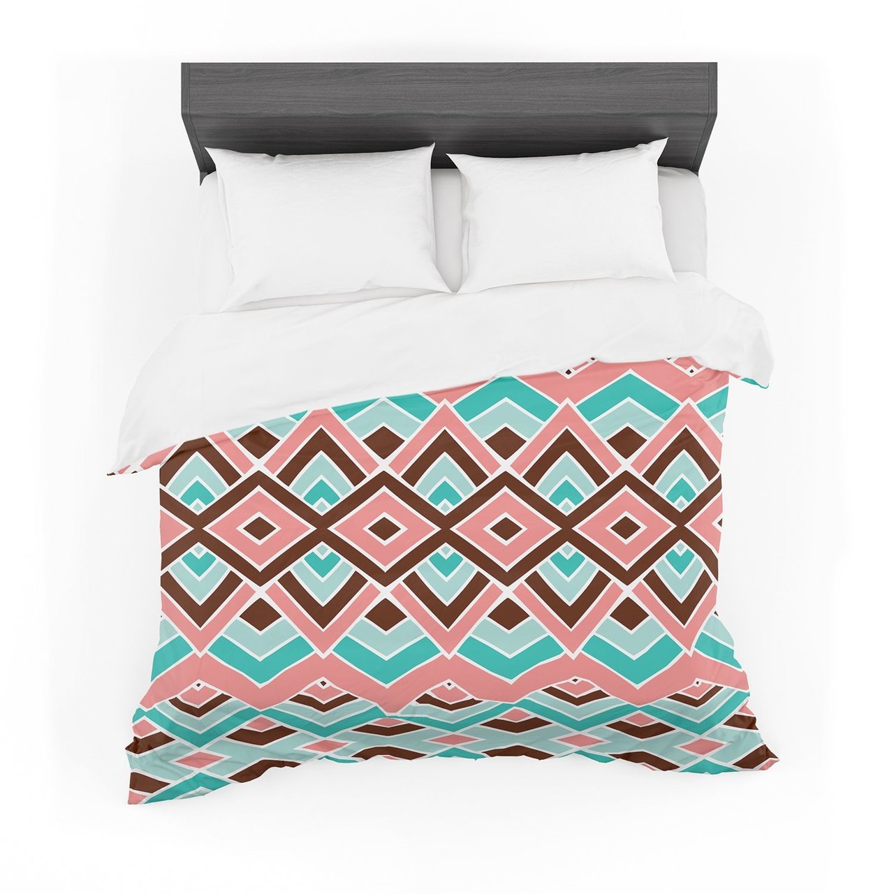 Pom Graphic Design ‘Eclectic’ Peach Teal Cotton3D Customized Duvet Cover Bedding Sets