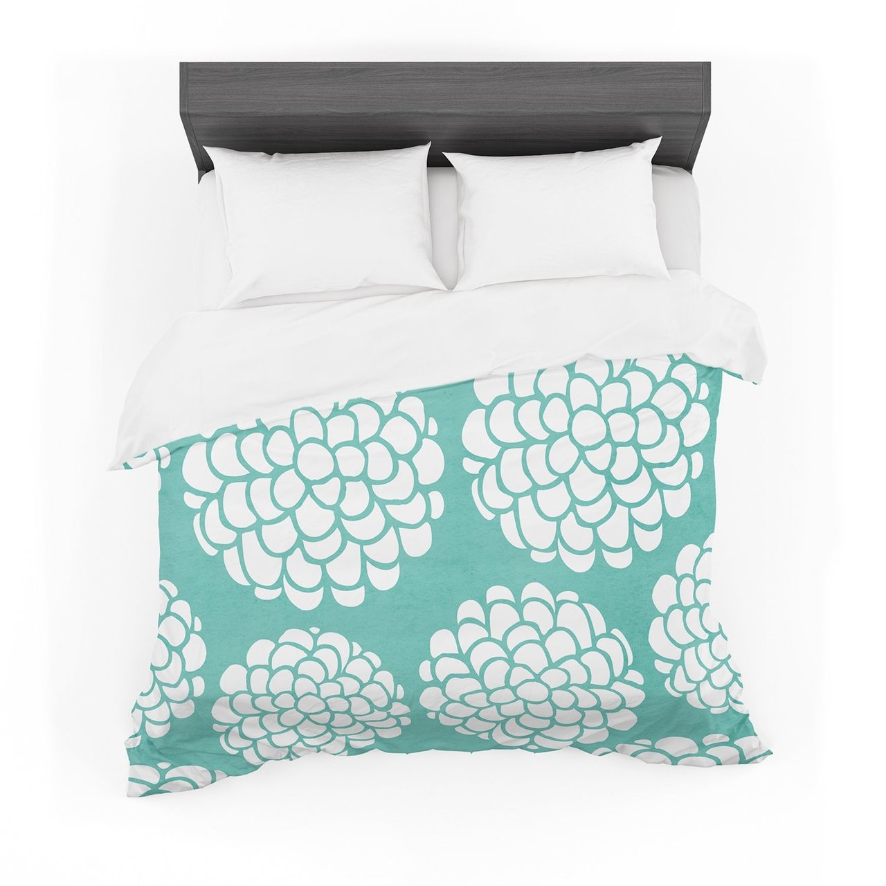 Pom Graphic Design ‘Hydrangea’s Blossoms’ Teal Circles Featherweight3D Customized Duvet Cover Bedding Sets